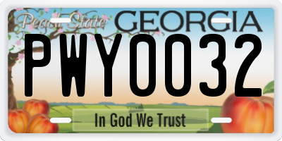 GA license plate PWY0032
