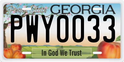 GA license plate PWY0033