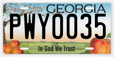 GA license plate PWY0035