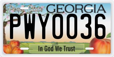 GA license plate PWY0036