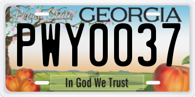GA license plate PWY0037
