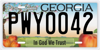 GA license plate PWY0042
