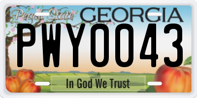 GA license plate PWY0043
