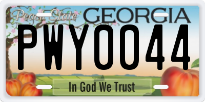 GA license plate PWY0044