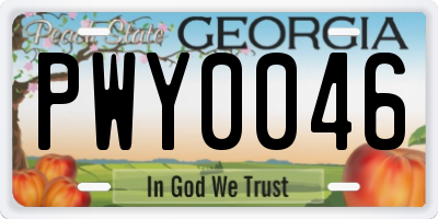 GA license plate PWY0046