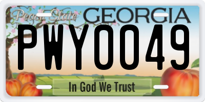 GA license plate PWY0049