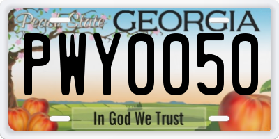 GA license plate PWY0050