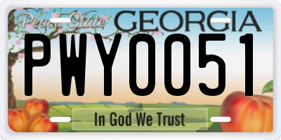 GA license plate PWY0051
