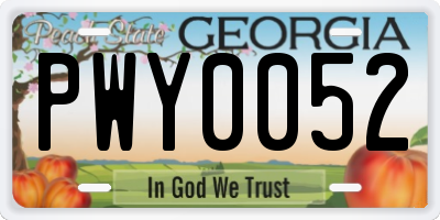 GA license plate PWY0052