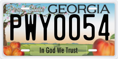 GA license plate PWY0054