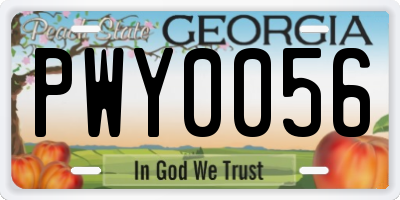 GA license plate PWY0056
