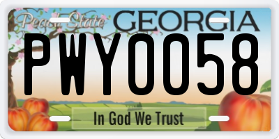 GA license plate PWY0058