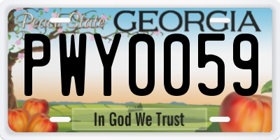 GA license plate PWY0059