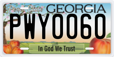 GA license plate PWY0060