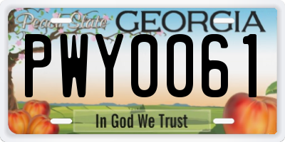 GA license plate PWY0061
