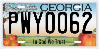GA license plate PWY0062