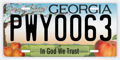 GA license plate PWY0063