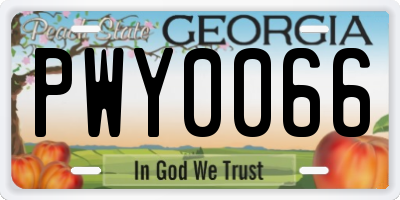 GA license plate PWY0066