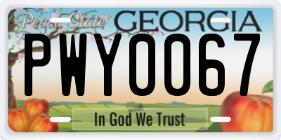 GA license plate PWY0067