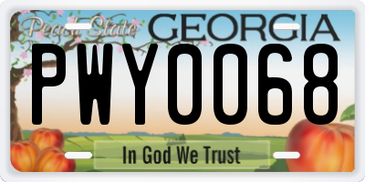GA license plate PWY0068