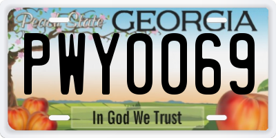 GA license plate PWY0069