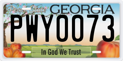 GA license plate PWY0073