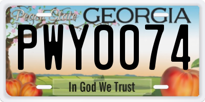 GA license plate PWY0074