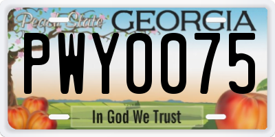 GA license plate PWY0075