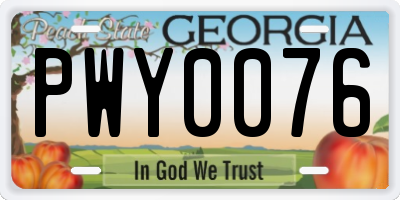 GA license plate PWY0076