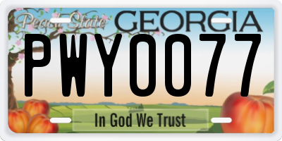 GA license plate PWY0077