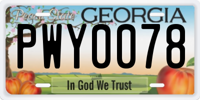 GA license plate PWY0078