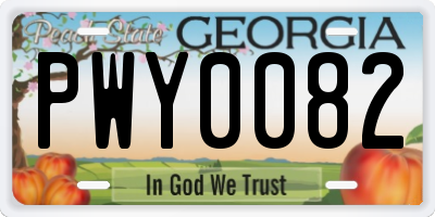 GA license plate PWY0082