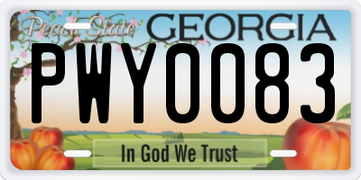 GA license plate PWY0083