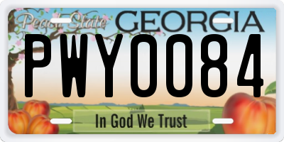 GA license plate PWY0084