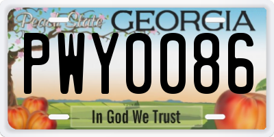 GA license plate PWY0086