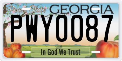 GA license plate PWY0087