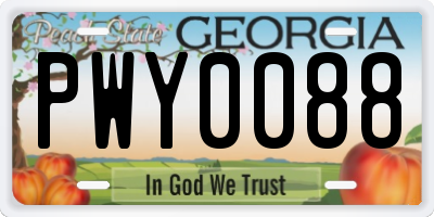 GA license plate PWY0088
