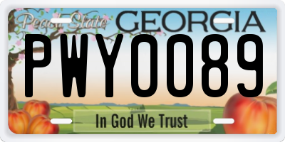 GA license plate PWY0089