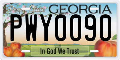 GA license plate PWY0090