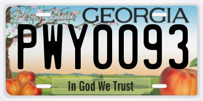 GA license plate PWY0093