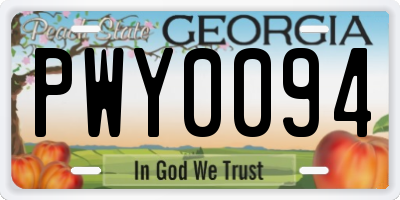 GA license plate PWY0094