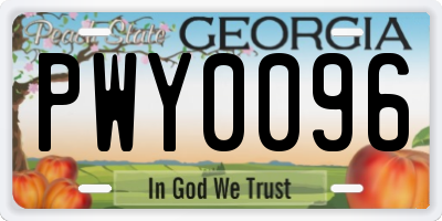 GA license plate PWY0096