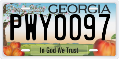 GA license plate PWY0097