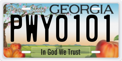 GA license plate PWY0101