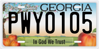 GA license plate PWY0105