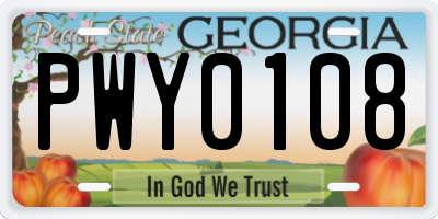 GA license plate PWY0108
