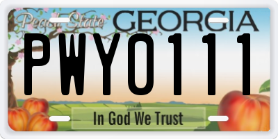 GA license plate PWY0111
