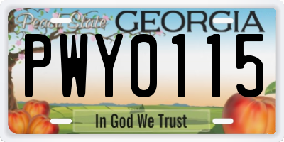 GA license plate PWY0115