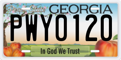 GA license plate PWY0120