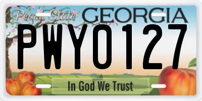 GA license plate PWY0127